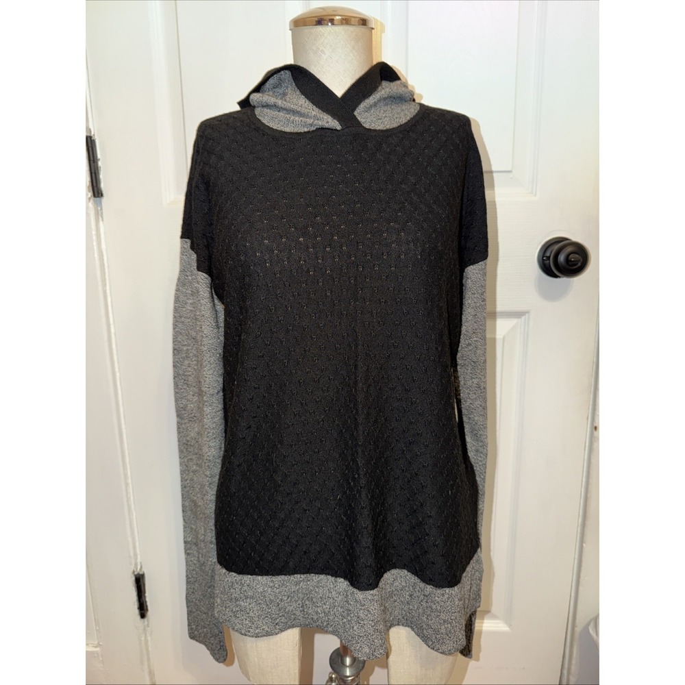 Smartwool Women Shadow Pine Hoodie Sweater Black Gray Polyester Wool Nylon S